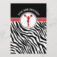 ゼブラパーソナライズされたプリント応援または赤のPOM