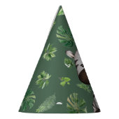 ゼブラパーティーアニマルワイルドジャングルサファリ誕生日ボーイ パーティーハット (左)