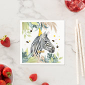 ゼブラパーティー動物誕生日ズーサファリ スタンダードカクテルナプキン (インサイチュ)