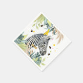 ゼブラパーティー動物誕生日ズーサファリ スタンダードカクテルナプキン (角)