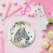 ゼブラパーティー動物誕生日ズーサファリ ペーパープレート (パーティー)