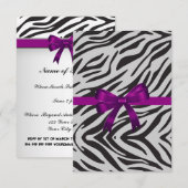 ゼブラパーティー招待 状 女の子たちのパーティー 招待状 (正面/裏面)