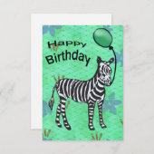 ゼブラパーティー誕生日カード サンキューカード (正面/裏面)