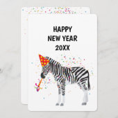 ゼブラパーティー – 動物の休日の新年カード シーズンカード (正面/裏面)