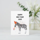 ゼブラパーティー – 動物の休日の新年カード シーズンポストカード (スタンド正面)