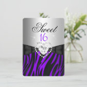 ゼブラパープルシルバースウィート16誕生日 招待状 (スタンド正面)