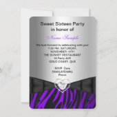 ゼブラパープルシルバースウィート16誕生日 招待状 (裏面)