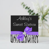 ゼブラパープルボウダイアモンドスイート16招待状 招待状 (スタンド正面)