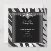 ゼブラパールブラックシルバーホワイト40th誕生日パーティー 招待状 (裏面)