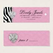 ゼブラパールレース宝石プライスラベルピンク (正面&裏面)