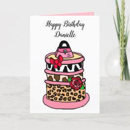 ゼブラヒョウとキリンプリント女の子らし誕生日 カード