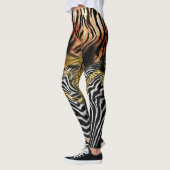 ゼブラヒョウの皮の混合パターン レギンス (左)