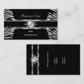 ゼブラヒョウエレガントブラックシルバーダイヤモンドパール 名刺 (正面/裏面)