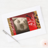 ゼブラヒョウ写真誕生日パーティードワイン 長方形シール (封筒)