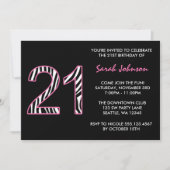 ゼブラピンクとブラック21歳の誕生日 招待状 (正面)