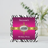 ゼブラピンクの誕生日パーティーへの招待 招待状 (スタンド正面)