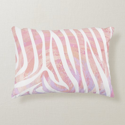 ゼブラピンクアンドホワイトプリント アクセントクッション (正面)