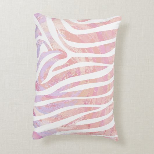 ゼブラピンクアンドホワイトプリント アクセントクッション (裏面(縦))