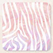 ゼブラピンクアンドホワイトプリント スクエアペーパーコースター (正面)