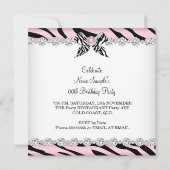 ゼブラピンクグラマーハイヒール誕生日パーティー2 招待状 (裏面)