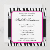 ゼブラピンクデイジーが40歳の誕生日にプリントされた宝石 招待状 (裏面)