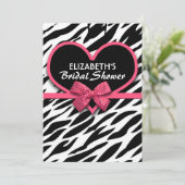 ゼブラピンクハートブライダルシャワー招待状 招待状 (スタンド正面)