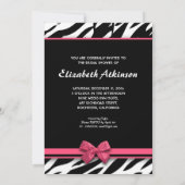 ゼブラピンクハートブライダルシャワー招待状 招待状 (裏面)