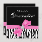 ゼブラピンクボウダイヤモンドキンセアニェラ招待状 招待状 (正面/裏面)