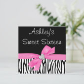 ゼブラピンクボウダイヤモンドスウィート16招待状 招待状 (スタンド正面)