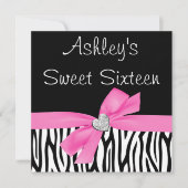 ゼブラピンクボウダイヤモンドスウィート16招待状 招待状 (正面)