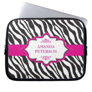 ゼブラピンクリボンエレクトロニクスバッグ ラップトップスリーブ