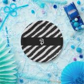 ゼブラファンキーストライプブラック&ホワイト誕生日 ペーパープレート (パーティー)