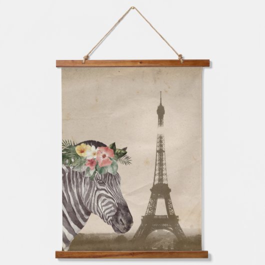ゼブラファンシー&エッフェルタワー 吊り下げ型タペストリー (正面)