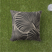 ゼブラファンパームハワイアントロピカルブラックアーモンド アウトドアクッション (芝生)