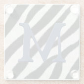 ゼブラファーアニマルプリントブルーグレーモノグラム ガラスコースター (裏面)