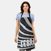 ゼブラファーブラックとホワイトのデザイン動物愛好家 エプロン (着用した状態)