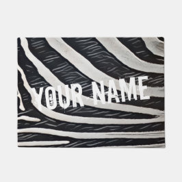 ゼブラファーブラックとホワイトのデザイン動物愛好家 ドアマット