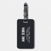 ゼブラファーブラックとホワイトのデザイン動物愛好家 ラゲッジタグ (裏面縦)