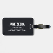 ゼブラファーブラックとホワイトのデザイン動物愛好家 ラゲッジタグ (裏面横)