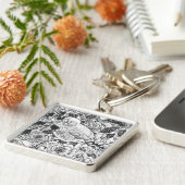 ゼブラフィンチおよびバラブッシュインクスケッチ キーホルダー (側面)