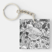 ゼブラフィンチおよびバラブッシュインクスケッチ キーホルダー (正面)