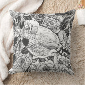 ゼブラフィンチおよびバラブッシュインクスケッチ クッション (ブランケット)