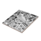 ゼブラフィンチおよびバラブッシュインクスケッチ タイル (側面)