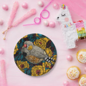 ゼブラフィンチとバラブッシュ ペーパープレート (パーティー)