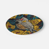 ゼブラフィンチとバラブッシュ ペーパープレート (アングル)