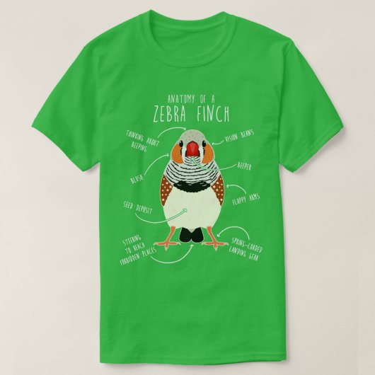 ゼブラフィンチの解剖学 Tシャツ (デザイン正面)