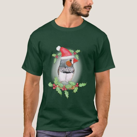 ゼブラフィンチクリスマススタイル Tシャツ (正面)