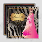 ゼブラフェイクシルバー/スイート16キンセニェラ 招待状 (正面/裏面)