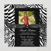 ゼブラフォトスイート16パーティー 招待状 (正面/裏面)