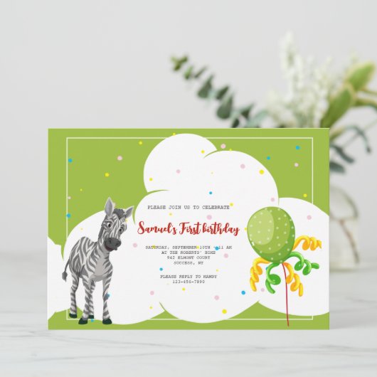 ゼブラフレーム誕生日パーティーへの招待 招待状 (スタンド正面)